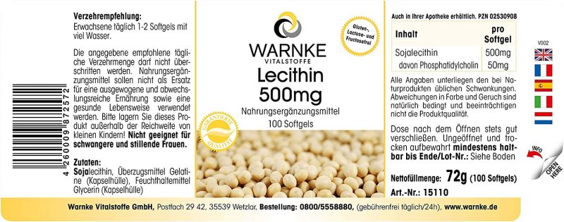 Viên Nang Warnke Vitalstoffe Lecithin 500mg - 100 Viên