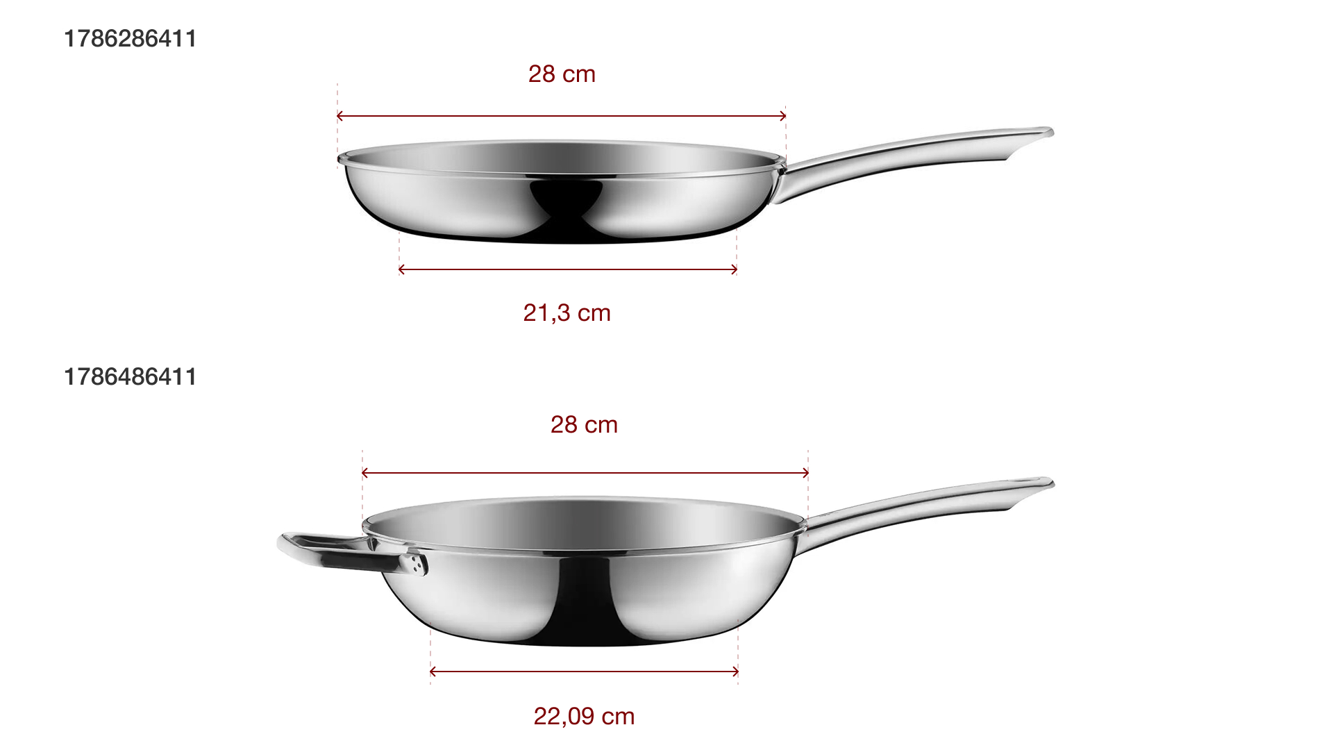 Chảo inox chống dính WMF Profi Resist 28 cm - Chi tiết kích thước Chảo inox chống dính WMF Profi Resist 28 cm