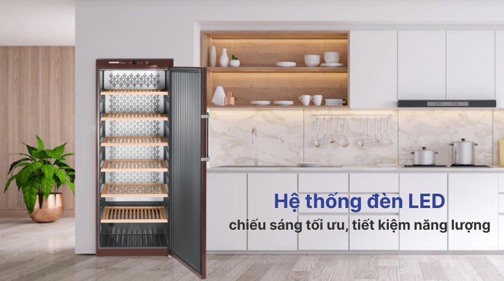 Hệ thống đèn LED chiếu sáng - Tủ bảo quản rượu vang Liebherr WKt 6451 GrandCru 321 chai độc lập