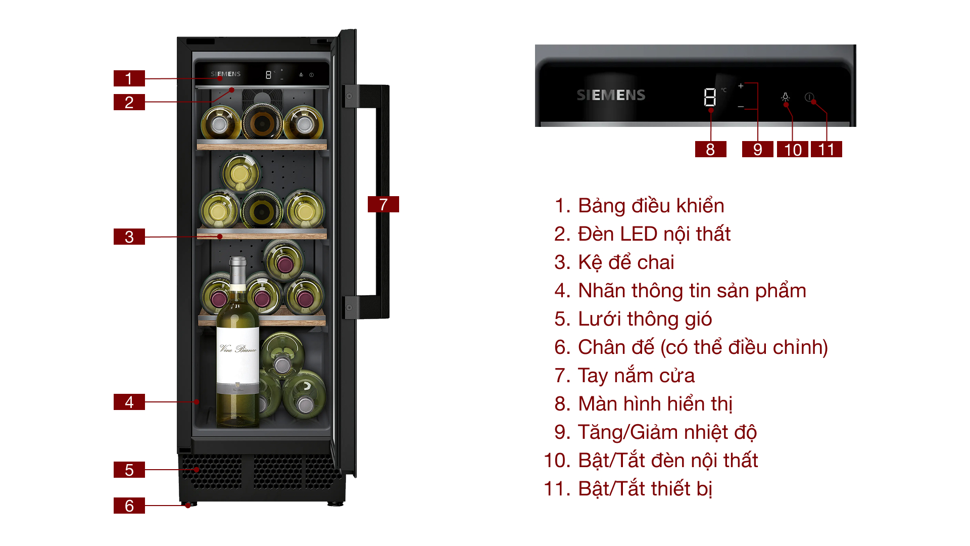 Tủ bảo quản rượu vang Siemens KU20WVHF0 iQ500 21 chai