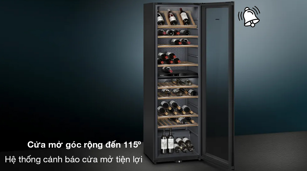 Tủ bảo quản rượu vang Siemens KW36KATGA iQ500 199 chai độc lập - Cửa mở rộng