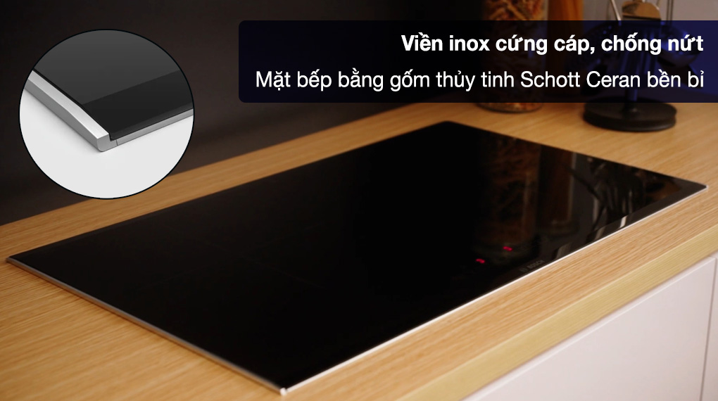 Bếp từ đôi Bosch PPI82560MS Serie 8 3500W - Viền inox cứng cáp, mặt bếp bằng gốm thủy tinh sang trọng