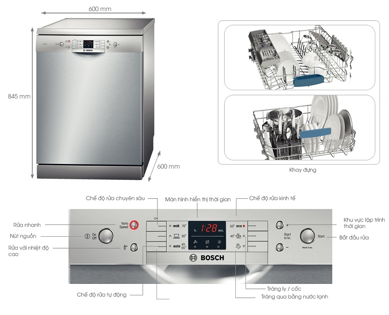 Những ưu điểm nổi bật của máy rửa chén Bosch serie 6 và serie 8