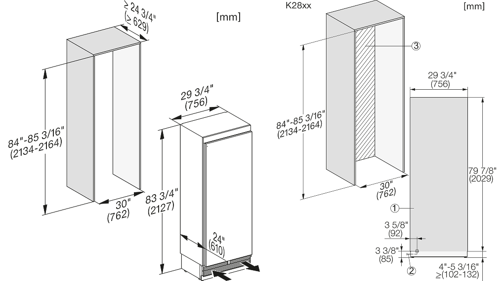 Tủ lạnh âm tủ Miele 475 lít K 2802 Vi MasterCool