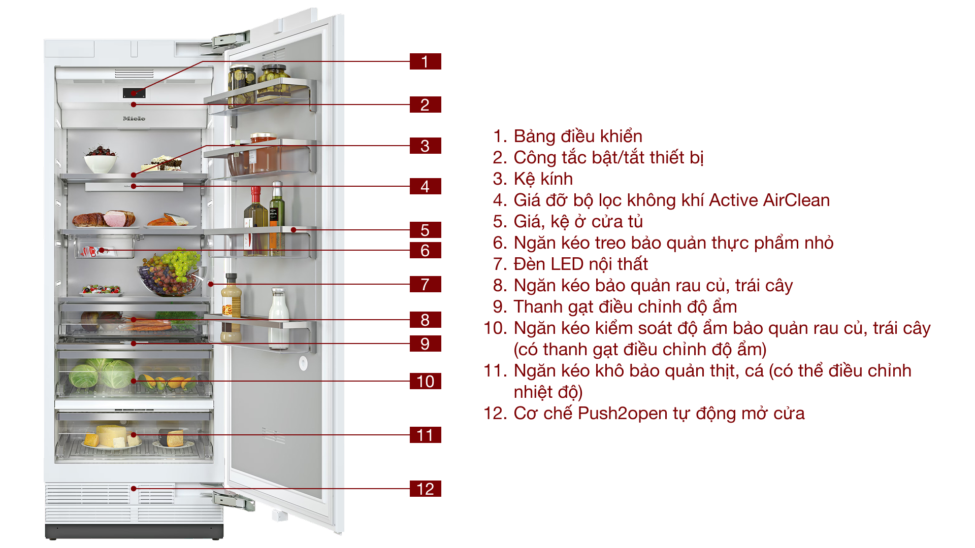 Tủ lạnh âm tủ Miele 475 lít K 2802 Vi MasterCool