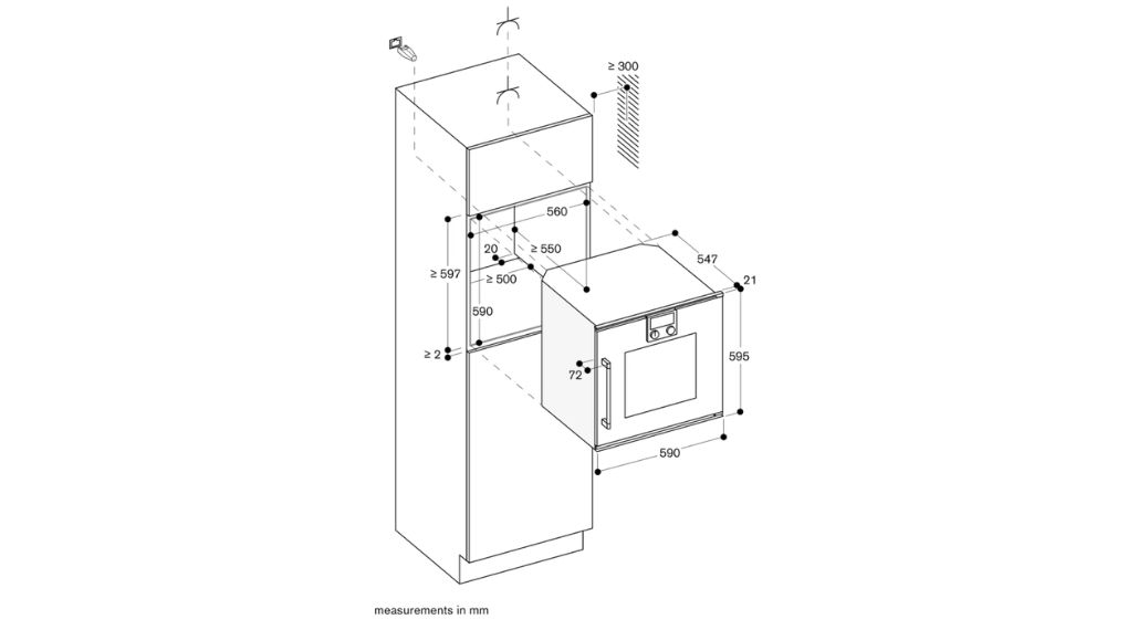 Lò nướng Gaggenau BOP25 Series 200 âm tủ - thông số lắp đặt 6 1 Gia Dụng Đức Sài Gòn