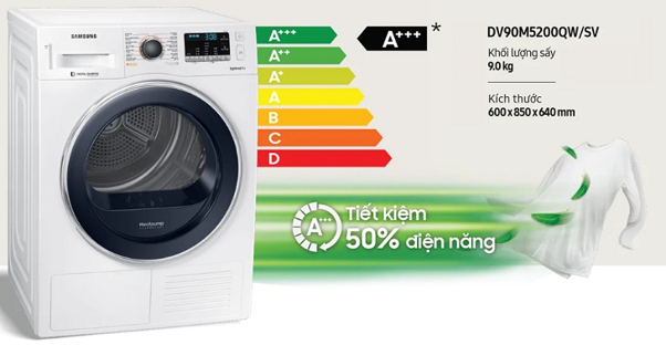 Tiết kiệm điện là ưu điểm nổi trội của dòng máy sấy quần áo bơm nhiệt