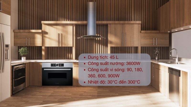 Lò nướng kèm vi sóng Bosch CMG676BS1 âm tủ