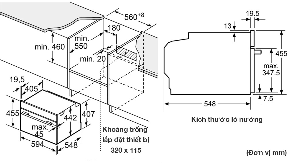 Lò nướng kèm vi sóng Bosch CMG633BB1 Serie 8  - Lắp đặt âm vào mặt bếp