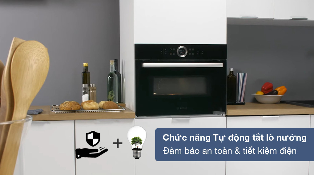 Lò nướng kèm vi sóng Bosch CMG633BB1 Serie 8  - Chức năng tự động tắt lò tiết kiệm điện