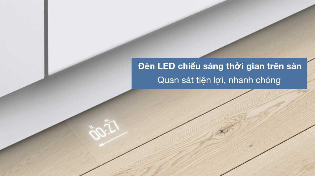 Máy rửa bát âm tủ Bosch SMD8TCX01E Series 8 -Đèn LED chiếu sáng thời gian trên sàn tiện lợi