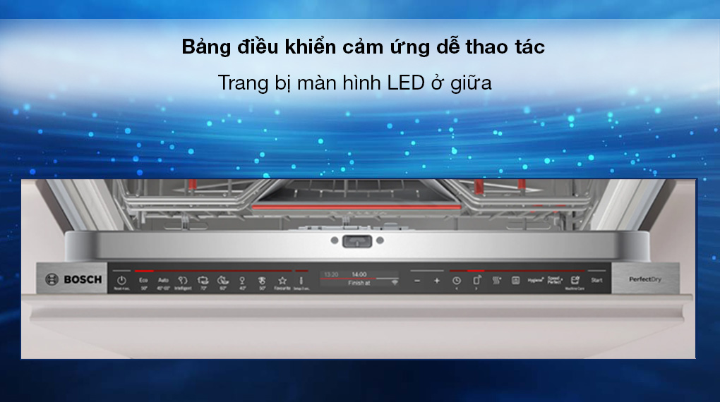 Máy rửa bát âm tủ Bosch SMD8TCX01E Series 8 - Thao tác nhanh chóng với bảng điều khiển cảm ứng hiện đại 