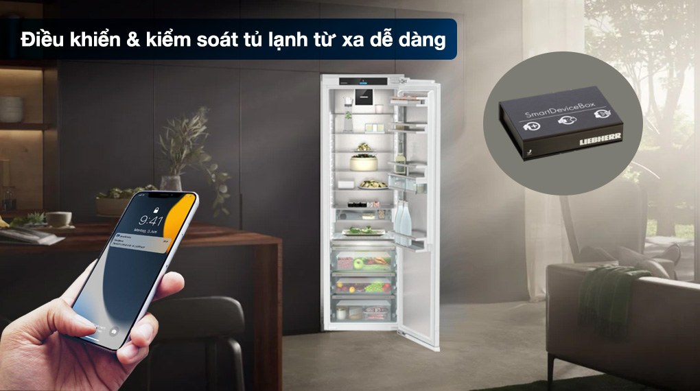 Tủ lạnh âm tủ Liebherr 296 lít IRBAd 5190 Peak BioFresh - Điều khiển từ xa qua điện thoại kết nối wifi với hộp kết nối SmartDeviceBox