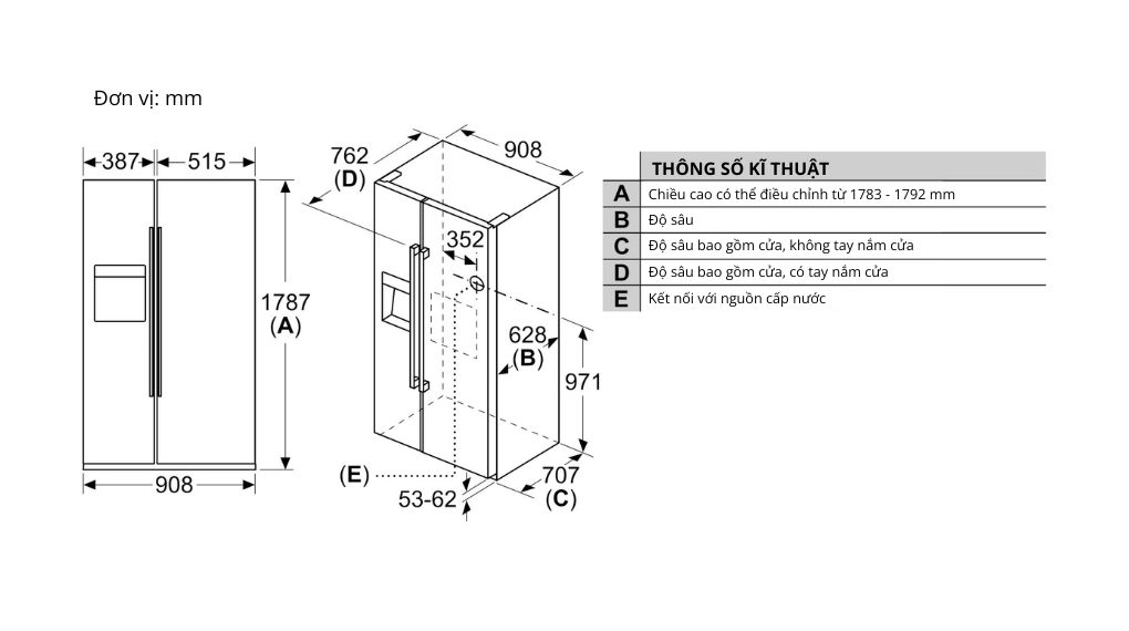 Tủ lạnh side by side Bosch 562 L KAD93ABEP Serie 6