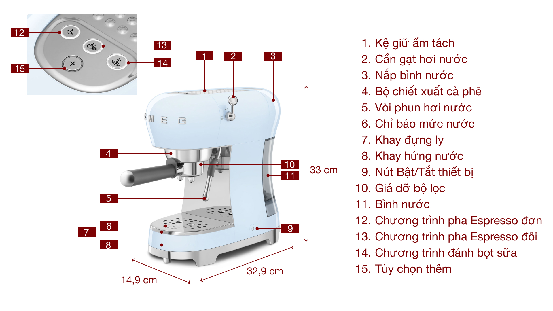 May pha Cafe ban tu dong Smeg ECF02 1 Gia Dụng Đức Sài Gòn