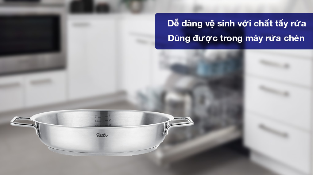 Chảo inox Fissler 086-384-24-100/0 Pure - Rửa được trong máy rửa chén