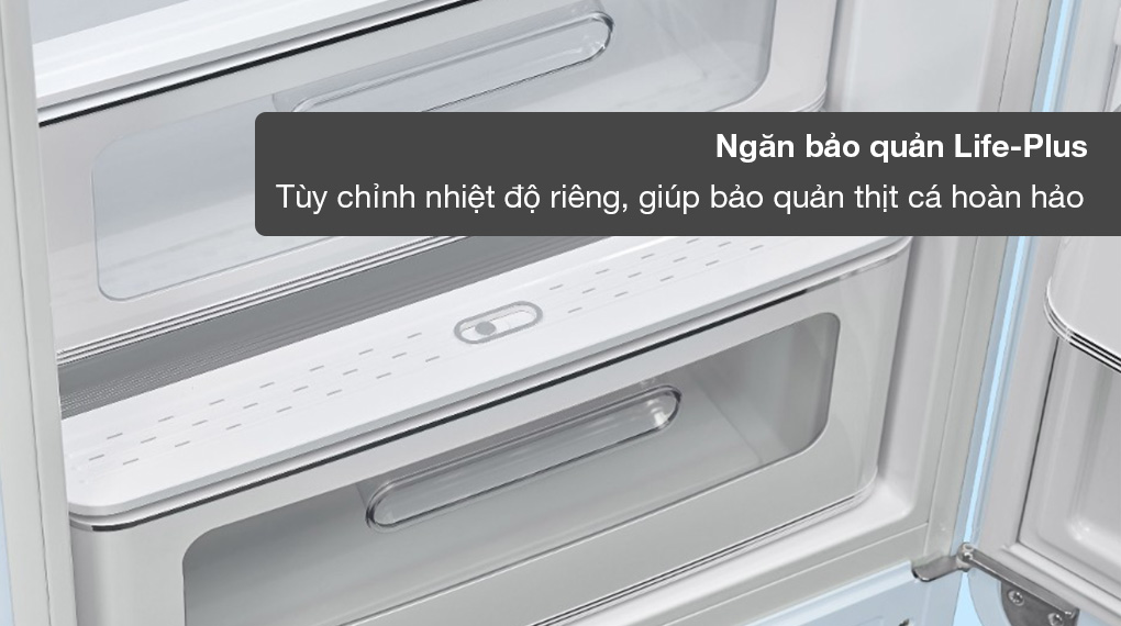 Tủ lạnh Smeg Inverter 270 lít FAB28 màu trơn-Tùy chỉnh vùng nhiệt độ bảo quản thịt cá hoàn hảo trong ngăn Life-Plus