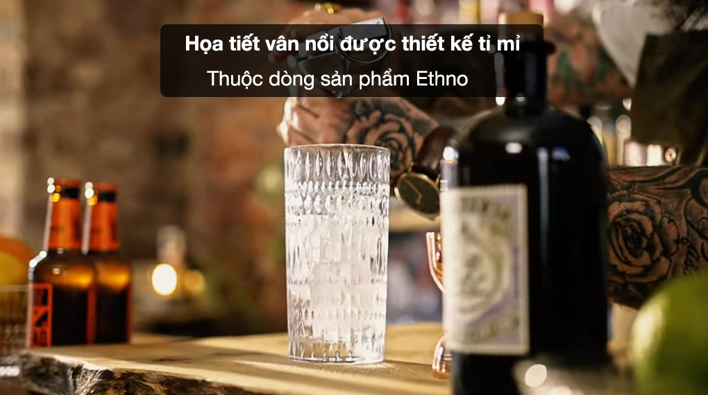 Bộ cốc pha lê 4 món Nachtmann 104250 Ethno Long Drink 422 ml - Họa tiết vân nổi được thiết kế tỷ mỉ