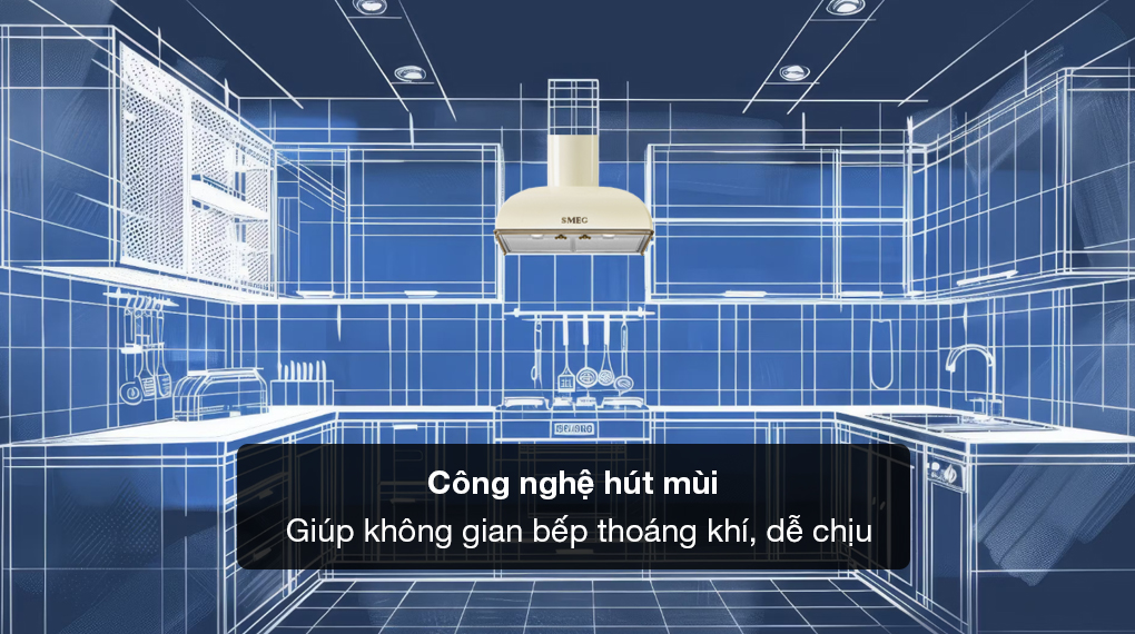 Máy hút mùi áp tường Smeg Coloniale KS59 - Công nghệ hút mùi khử mùi khói & mùi thức ăn hiệu quả