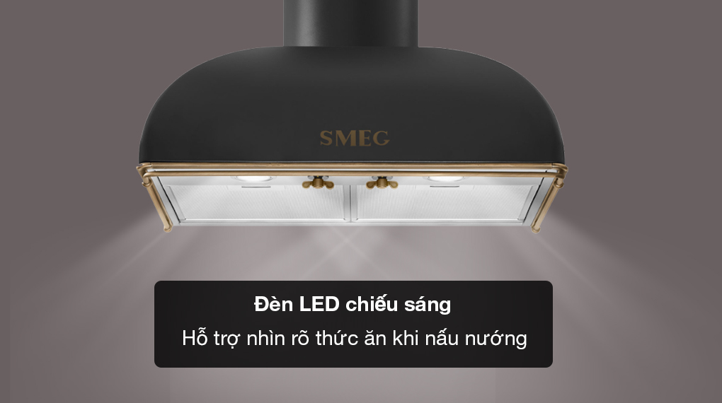 Máy hút mùi áp tường Smeg Coloniale KS59 - Đèn LED chiếu sáng tiện lợi