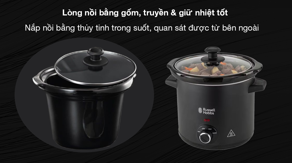 Nồi nấu chậm Russell Hobbs 3,5 lít 24180-56 Chalkboard - Cấu tạo, chất liệu nồi