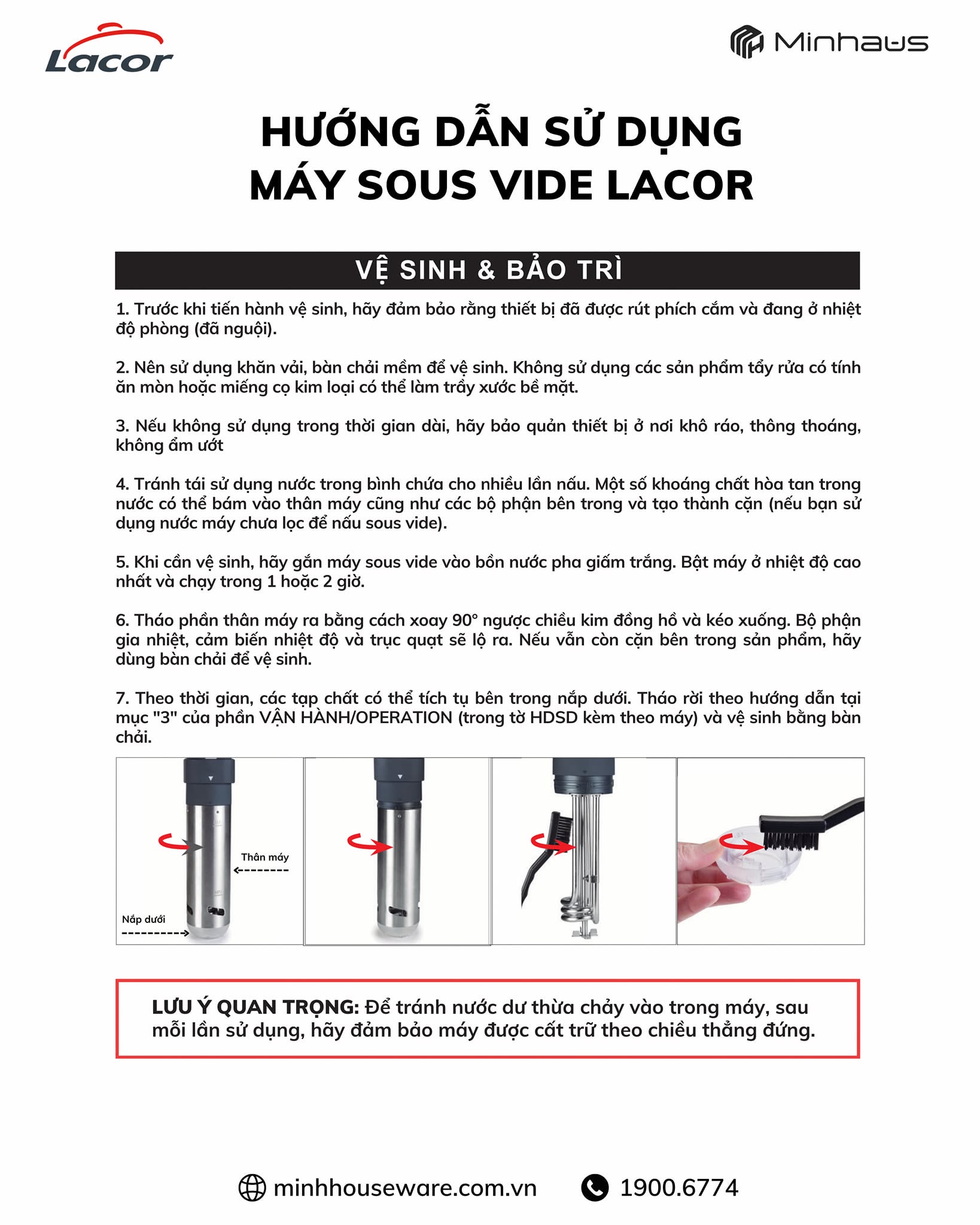 Hướng dẫn vệ sinh và bảo trì máy nấu chậm sous vide Lacor