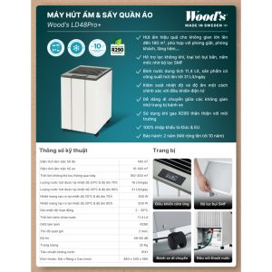 Máy hút ẩm kèm lọc không khí Wood's LD48Pro+ 13 may hut am woods ld48pro 1 Gia Dụng Đức Sài Gòn