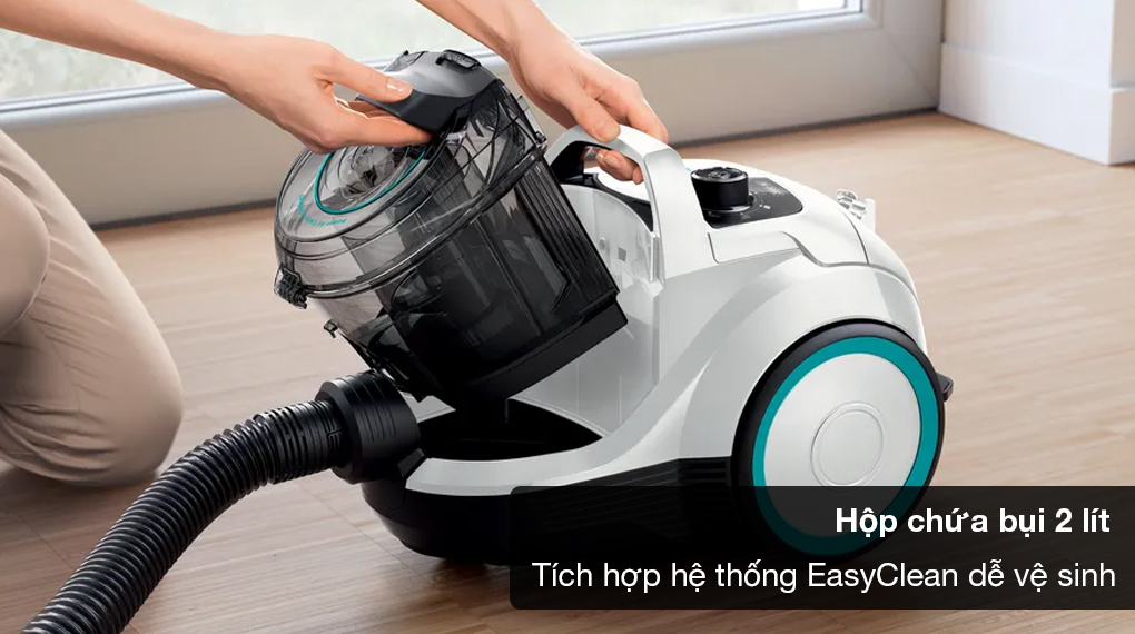 Máy hút bụi dạng hộp Bosch BGS21WHYG ProHygienic Series 4 - Hộp chứa bụi 2 lít, tích hợp hệ thống EasyClean dễ vệ sinh