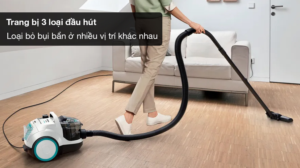 Máy hút bụi dạng hộp Bosch BGS21WHYG ProHygienic Series 4 - Trang bị 3 loại đầu hút