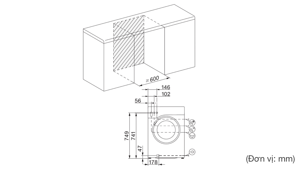 Máy giặt Miele 10 kg WWK360 WCS PWash - Thông số lắp đặt