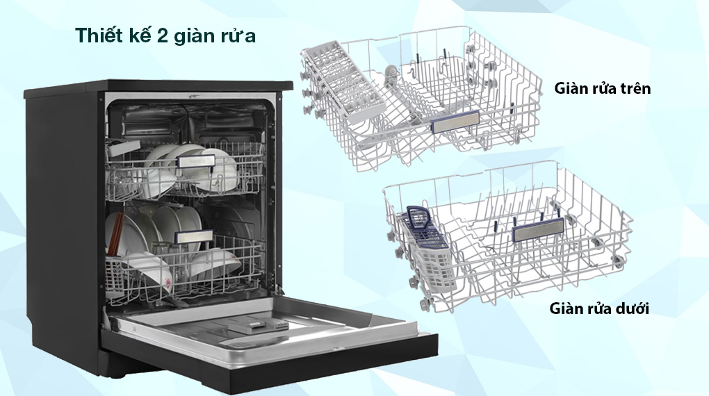 Máy rửa chén độc lập Hafele HDW-F601B (535.29.670) - Thiết kế 2 giàn rửa