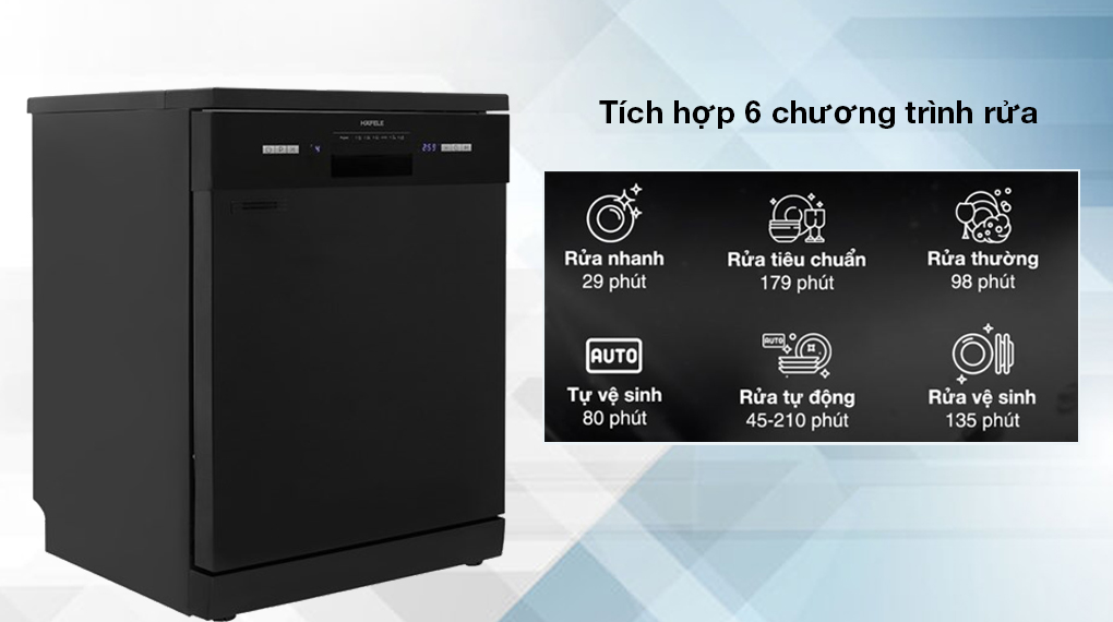 Máy rửa chén độc lập Hafele HDW-F601B (535.29.670) - Tích hợp 6 chương trình rửa
