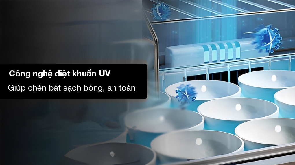 Máy rửa chén độc lập Hafele HDW-F601B (535.29.670) - Bảo vệ sức khỏe người dùng với công nghệ diệt khuẩn UV