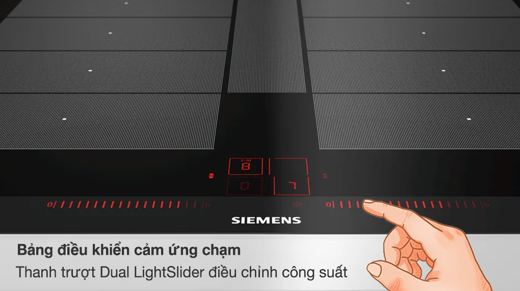 Bếp từ đa điểm Siemens EX675LYC1E iQ700 7400 W - Bảng điều khiển cảm ứng tích hợp đèn LED