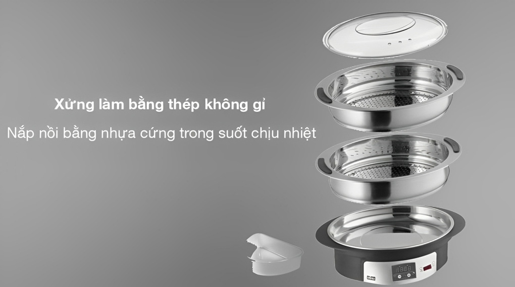 Nồi hấp điện Stockli 8 lít 0102.02 - Chất liệu nồi