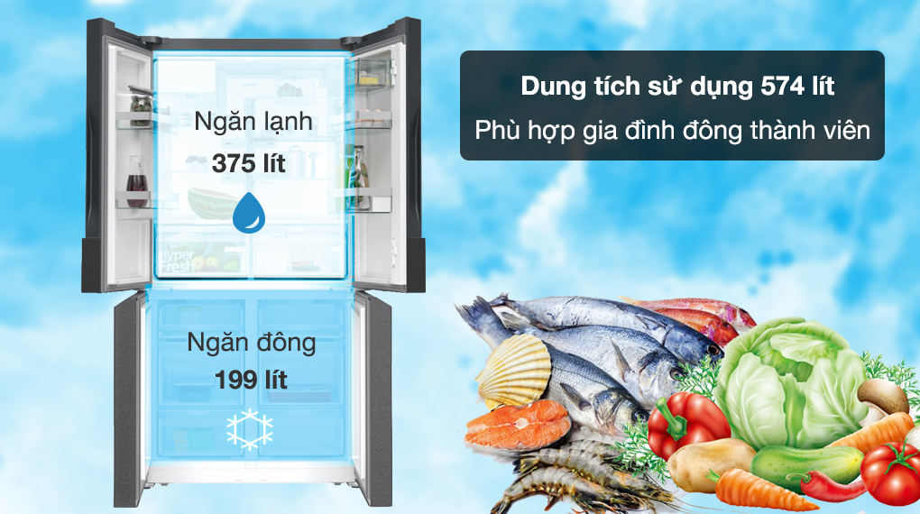 Tủ lạnh Siemens 574 lít KF96DPXEA iQ700 - Dung tích sử dụng 574 lít