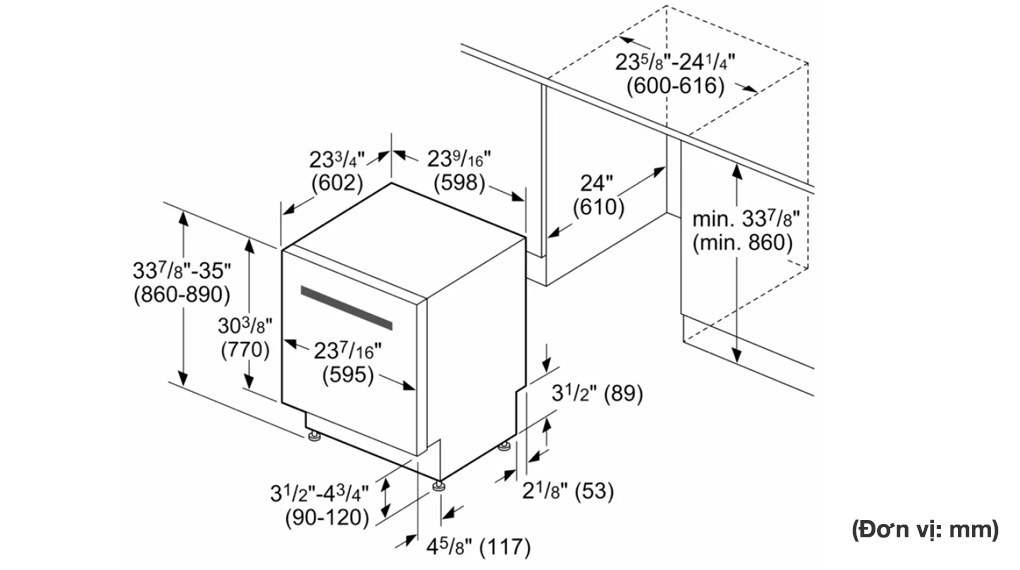 Máy rửa chén âm tủ Bosch SHX9PCM5N Benchmark®-Thông số kỹ thuật