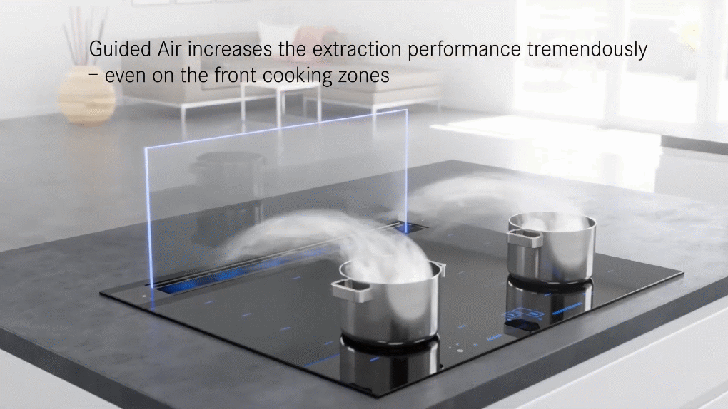 Máy hút mùi âm bàn Siemens LD98WMM66 iQ700 - hút sạch khói và mùi với công nghệ dẫn hướng luồng khí Guided Air Cong nghe Guided Air Siemens downdraft extractor with Guided Air explained Siemens Home South Africa Gia Dụng Đức Sài Gòn