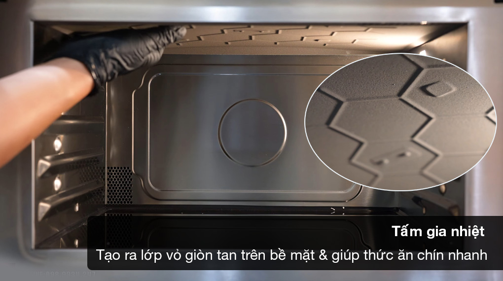Lò vi sóng kèm nướng Siemens CE732GXB1 iQ700 âm tủ-Tấm gia nhiệt đặc biệt ở trần khoang lò Lò vi sóng kèm nướng Siemens CE732GXB1 iQ700 âm tủ-Tấm gia nhiệt đặc biệt ở trần khoang lò