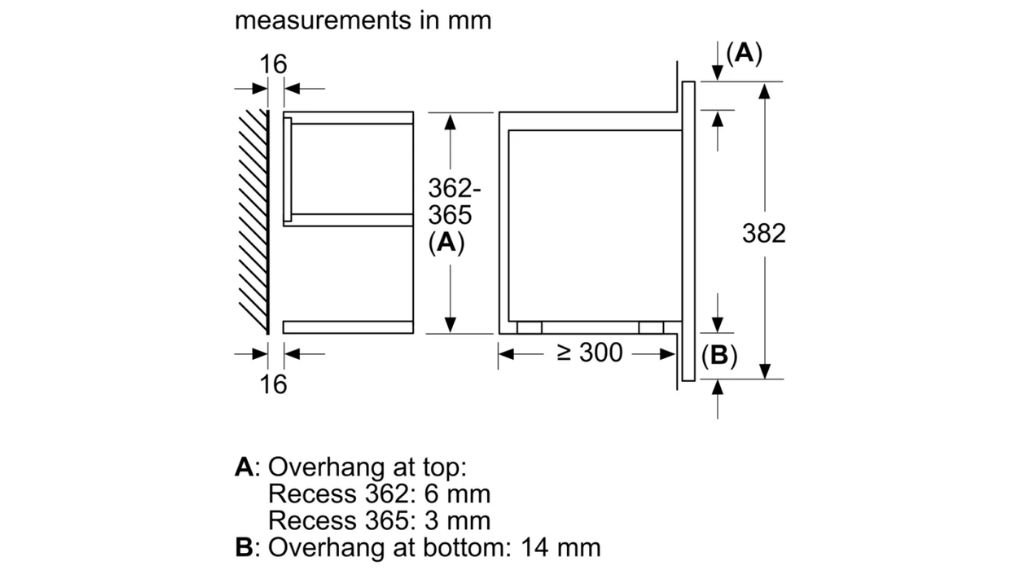 Lò vi sóng kèm nướng Bosch BEL7321B1 Series 8 Accent Line âm tủ - thông số lắp đặt