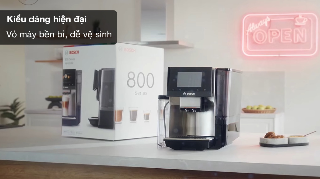 Máy pha cà phê tự động Bosch TQE80703 VeroCafe Series 8-Tổng quan thiết kế Máy pha cà phê tự động Bosch TQE80703 VeroCafe Series 8-Tổng quan thiết kế