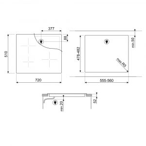Bếp từ 3 vùng nấu Smeg SI2731D 7200 W Universale 4 bep tu 3 vung nau smeg si2731d 7200 w universale 2 Gia Dụng Đức Sài Gòn