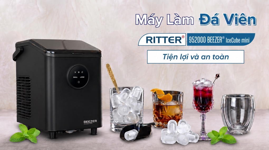 Máy làm đá Ritter 952000 BEEZER® IceCube mini nhỏ gọn làm đá nhanh chóng