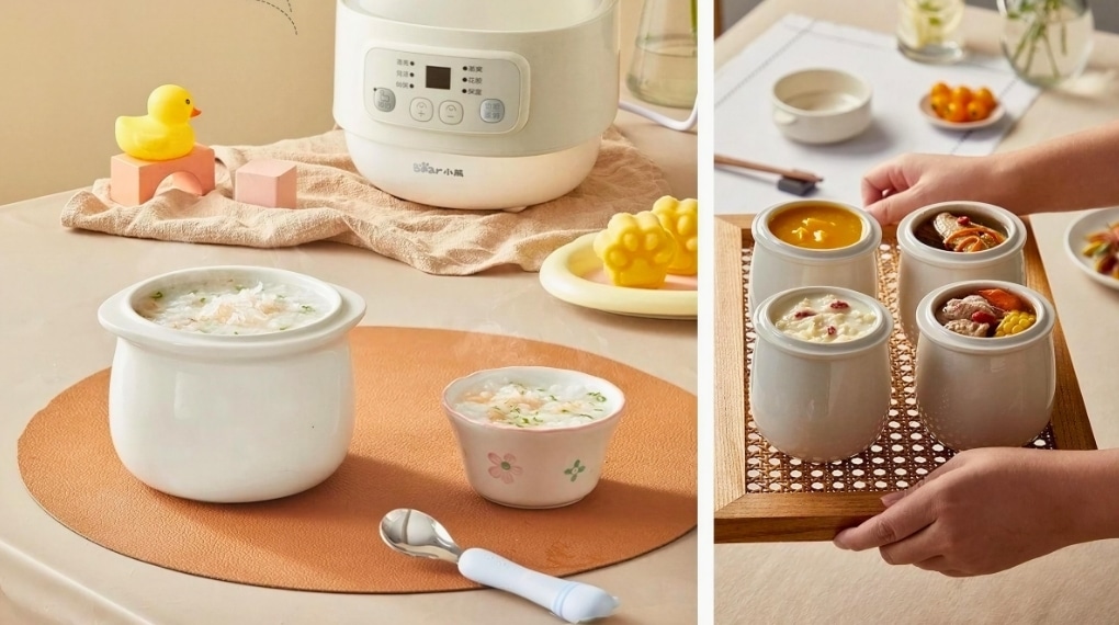 Nồi nấu chậm cách thủy phù hợp với gia đình muốn chuẩn bị từng khẩu phần riêng cho trẻ