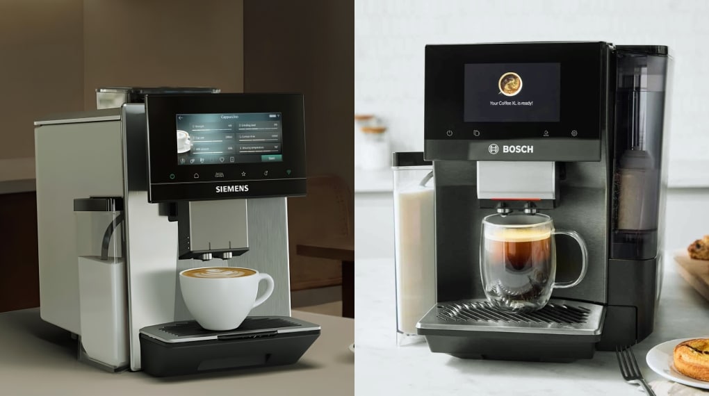 Máy pha cà phê Bosch và Siemens khác nhau về chất liệu vỏ ngoài